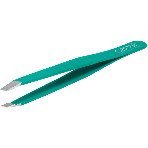 canal® Pinzetta, con punta obliqua, verde, inossidabile 9 cm