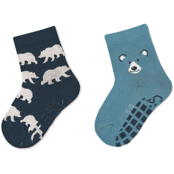 Sterntaler Lot de deux chaussettes ABS Hélicoptère et véhicule bleu mélangé 