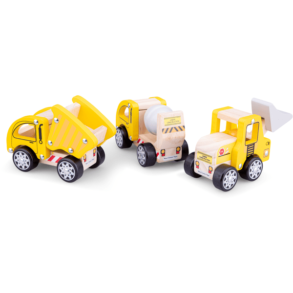 New Classic Toys Figurine véhicules de chantier bois lot de 3