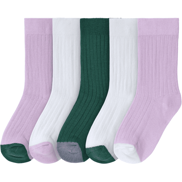 LÄSSIG Kinder Socken 5er Pack Little Gang lila weiß grün