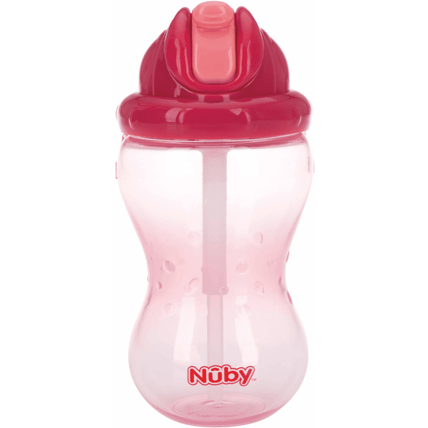 Nûby lækket drikkekop med sugerør Soft Flip-It 355 ml i pink
