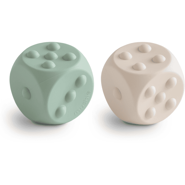 mushie Push Toy Dice 2 dele Cambridge Blue/Shifting Sand 