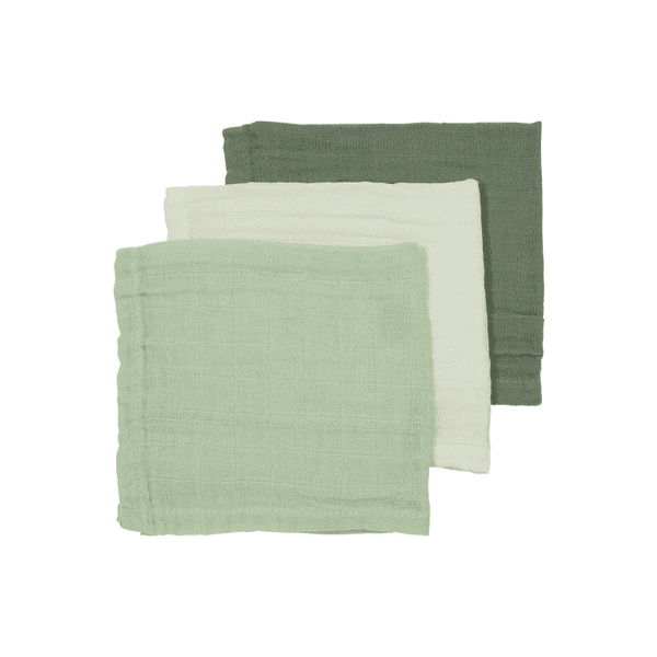 MEYCO Muslin-bøvseklude 3-pak Uni Off white /Soft Green / Forest Green 