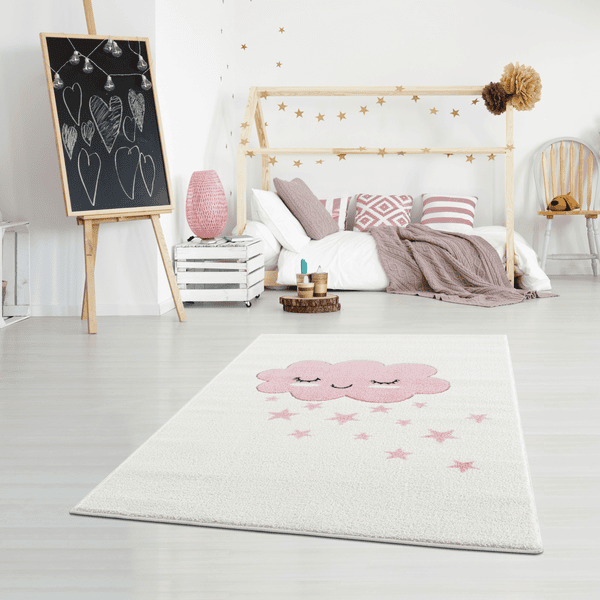 LIVONE Alfombra infantil Kids Love CLOUD creme/rosa 