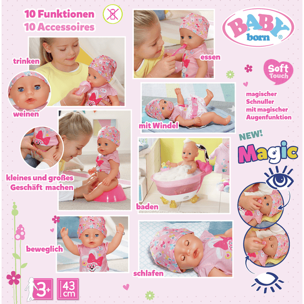 Poupon Interactif Fille 43 cm - Baby Born Zapf Creation : King Jouet,  Poupons interactifs Zapf Creation - Poupées Poupons