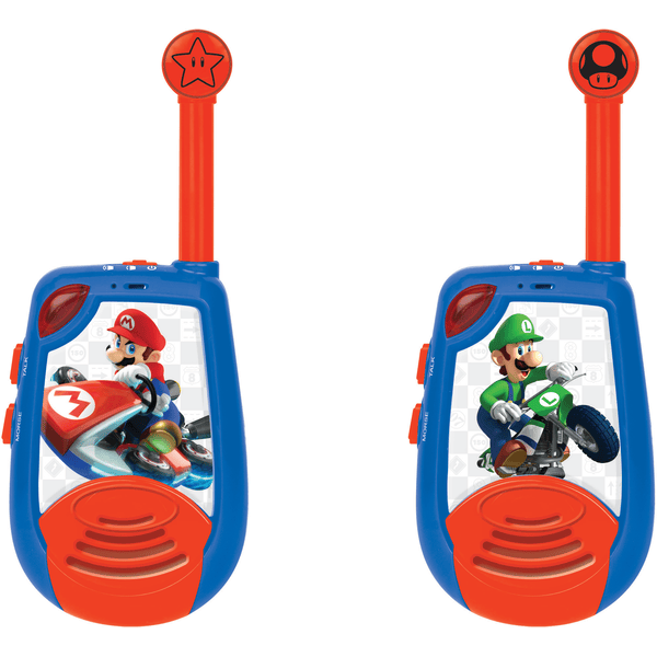 LEXIBOOK Mario Kart Walkie-Talkies bis zu 2km Reichweite mit  Morse-Licht-Funktion und Gürtelclip