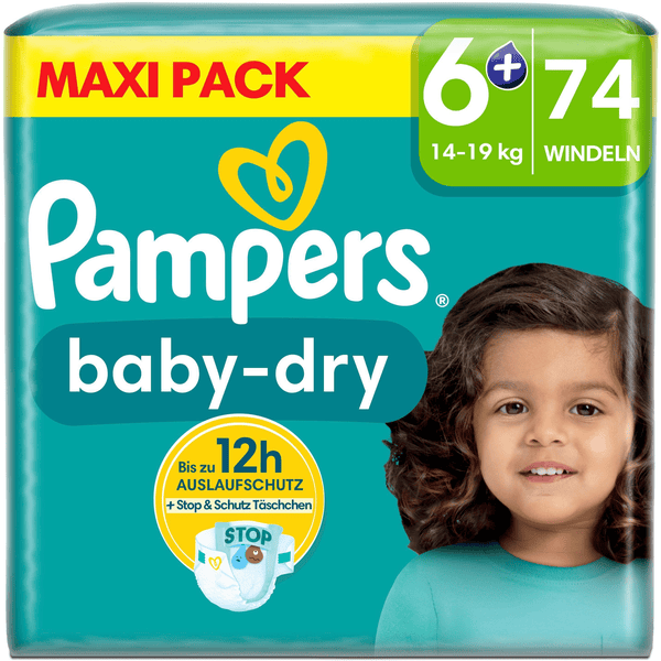 Pampers Baby-Dry bleer, størrelse 6+, 14-19 kg, maxipakke (1 x 74 bleer)