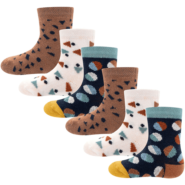 Ewers Baby sokken 6-pack patroon mix inkt/latte