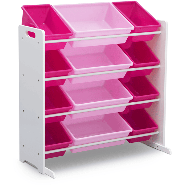Delta Children Organizzatore per giocattoli con 12 contenitori bianco/rosa