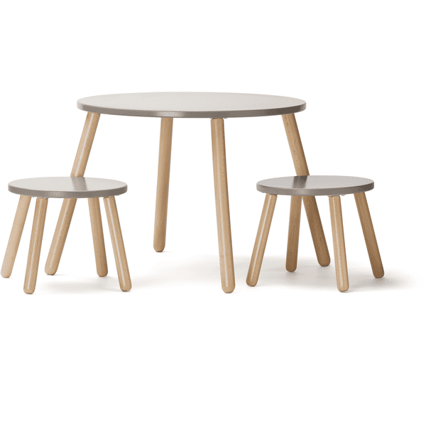 Kids Concept® tafel en twee krukjes, lichtbruin