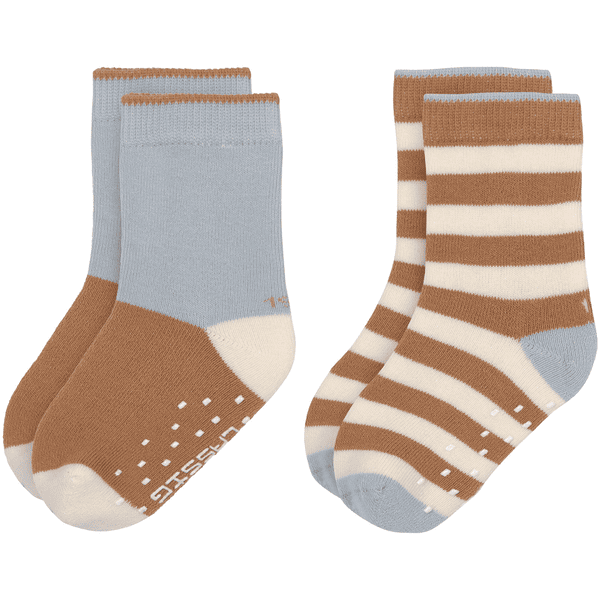 LÄSSIG Kinder Antirutschsocken 2er Pack hellblau Karamell