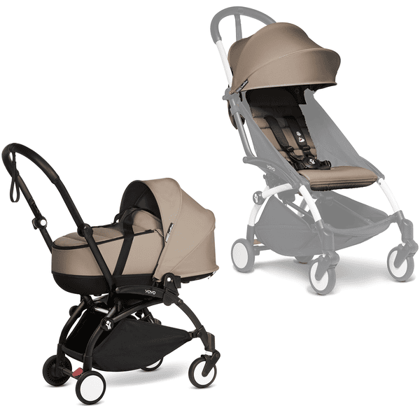 BABYZEN Kinderwagen YOYO2 0+ Black mit Liegewanne inkl. Gratis Textilset Taupe