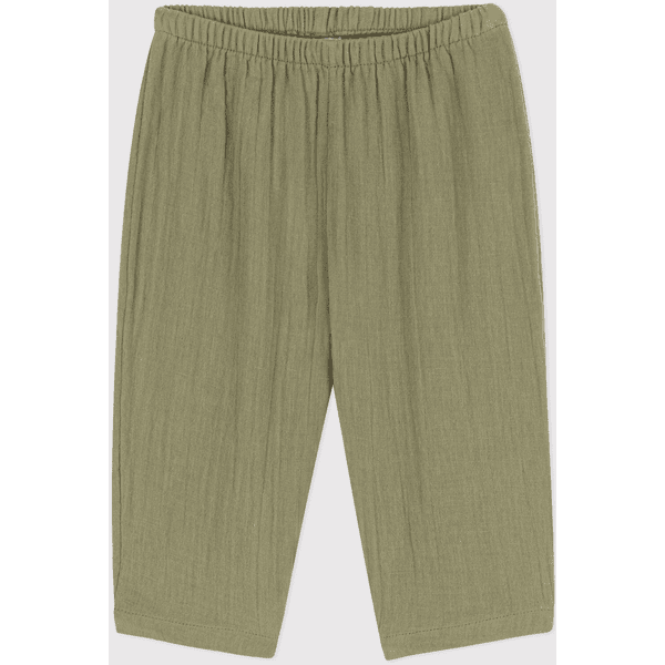 Petit Bateau Pantalon bébé gaze de coton vert marécage