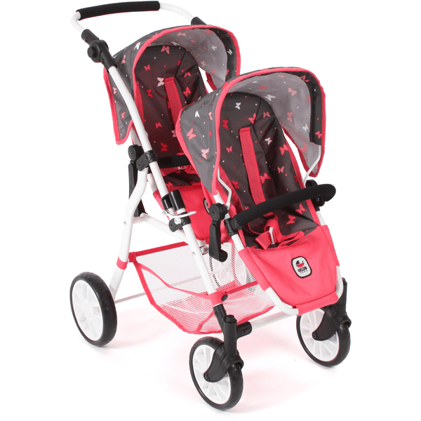 BAYER CHIC 2000 Poussette poupon double Tandem TWINNY, corail