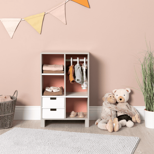 Accessoire pour poupée : Lit en bois avec armoire - Jeux et jouets
