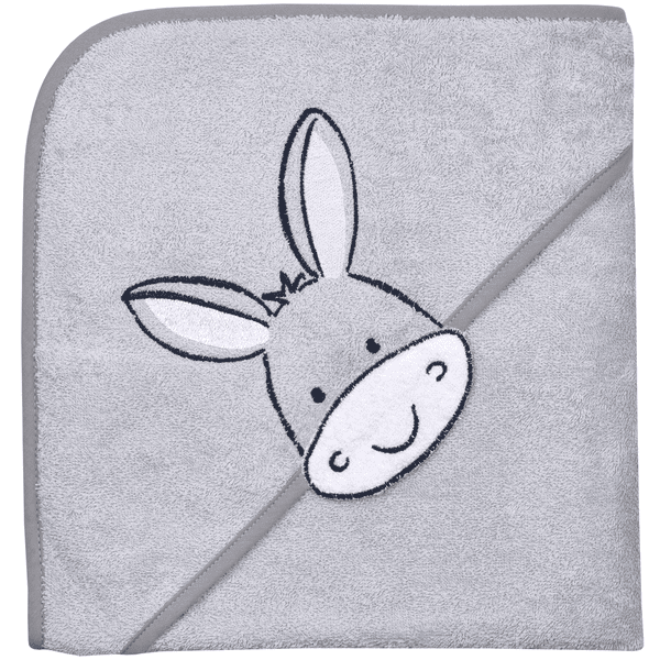 WÖRNER SÜDFROTTIER Badehåndklæde med hætte, æsel lysegrå 100 x 100 cm 