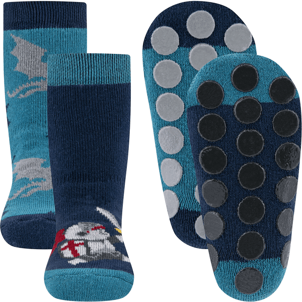 Ewers Stoppersocken 2er-Pack Ritter/Drache blau