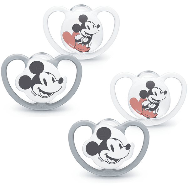 NUK Schnuller Space Disney "Mickey" 18-36 Monate, 4 Stk. in grau/weiß