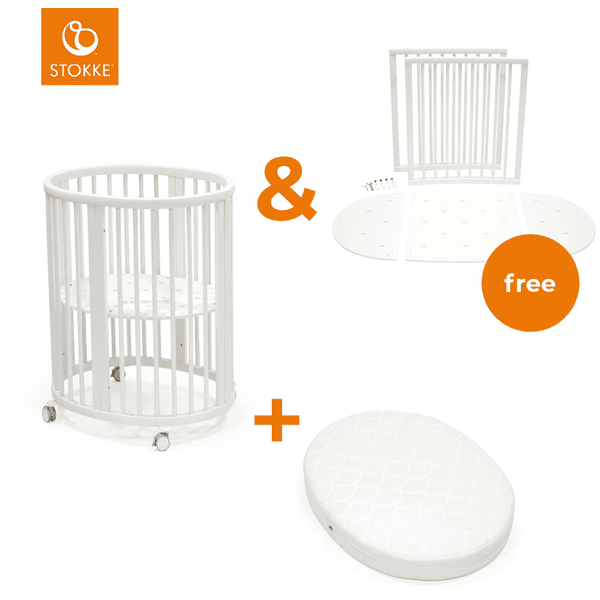 STOKKE® Sleepi™ Mini V3 weiß inkl. Matratze +gratis Kinderbett Umbausatz V3