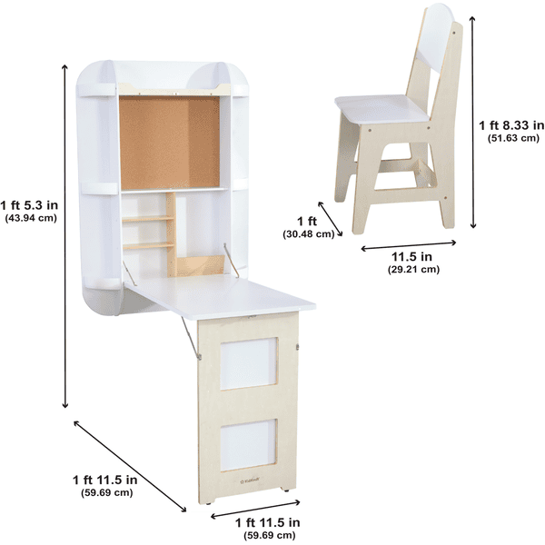 KidKraft ® Tavolo e sedia da parete galleggiante Arches Free, bianco 