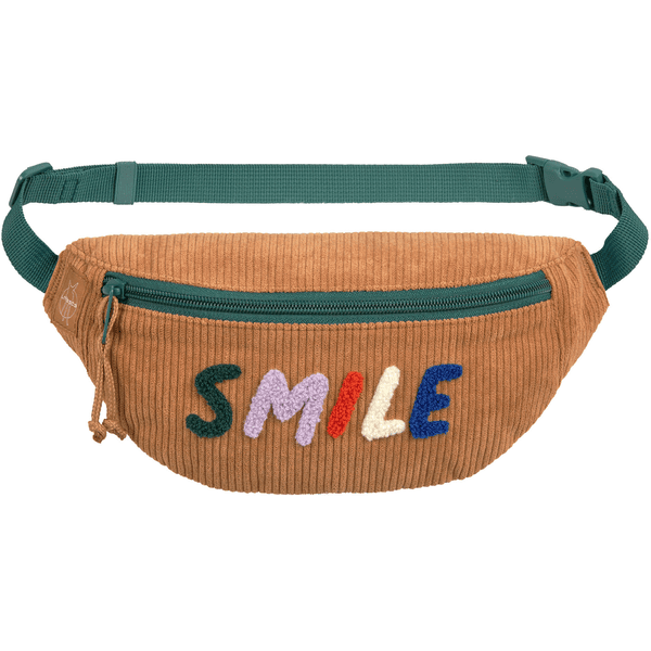 LÄSSIG Mini Bauchtasche Cord Little Gang - Smile, Karamell