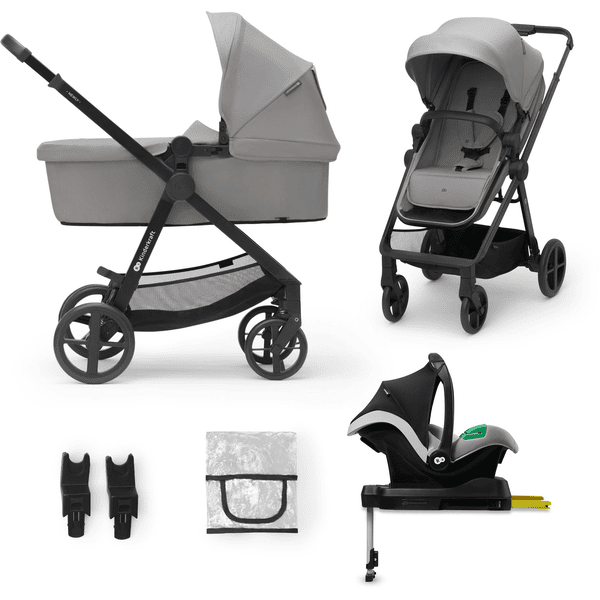 Kinderkraft Carrito de bebé Newly Mink Pro  4 in 1  Classic Grey + Base