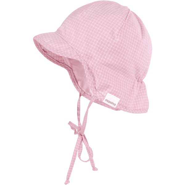 Maximo S child hat dusky pink og hvid ternet