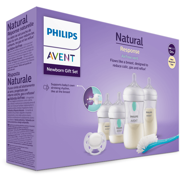 Philips Avent Starter Set biberon, ciuccio e spazzola Natural Response  AirFree 