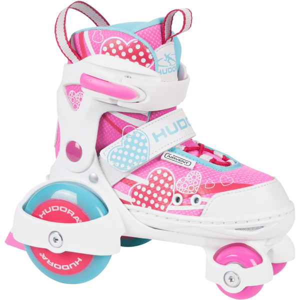 Patin à Roulette Roller Enfant HUOLE Réglable Rose - Protection