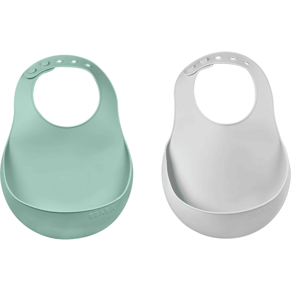  BEABA  ® Silikon Haklappar Set med 2 - Ljusgrå/Salvergrön