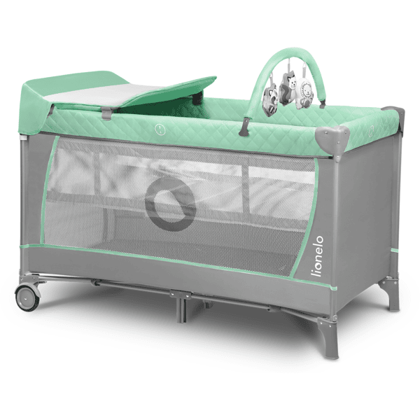 LIONELO Lit parapluie bébé Flower avec table à langer matelas et jouets -  Gris