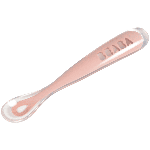 BEABA Ergonomiczna silikonowa łyżeczka dla dzieci, 1. grupa wiekowa, różowa