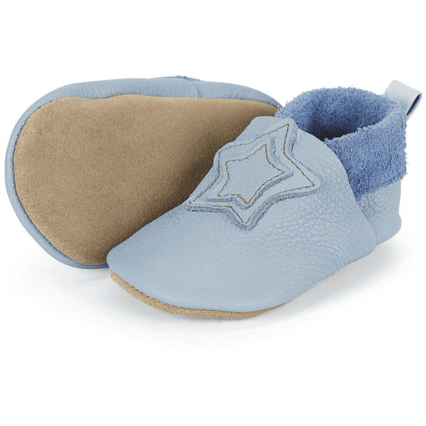 Chaussons Bébé en cuir, Bleu clair