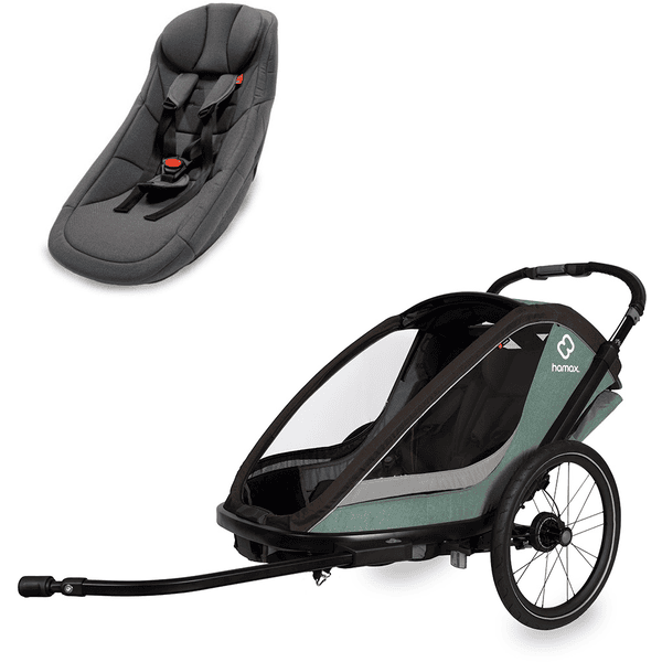 hamax Cocoon green black Kinderfietskar ONE eenzitter / incl. babyzitje voor Outback/Avenida en Traveller 