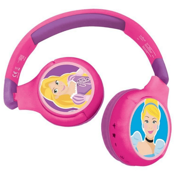 LEXIBOOK Disney Princess 2-i-1 Bluetooth® og kabelforbindelse, foldbare hovedtelefoner med sikker lydstyrke