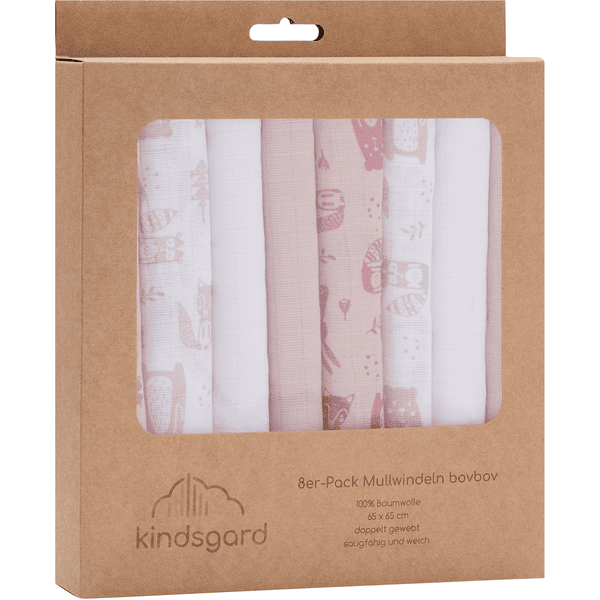 kindsgard hydrofiele doeken bovbov 8-pack roze