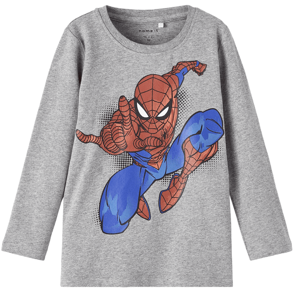 name it Shirt met lange mouwen Spider man Nmmoktav Grijs gemêleerd