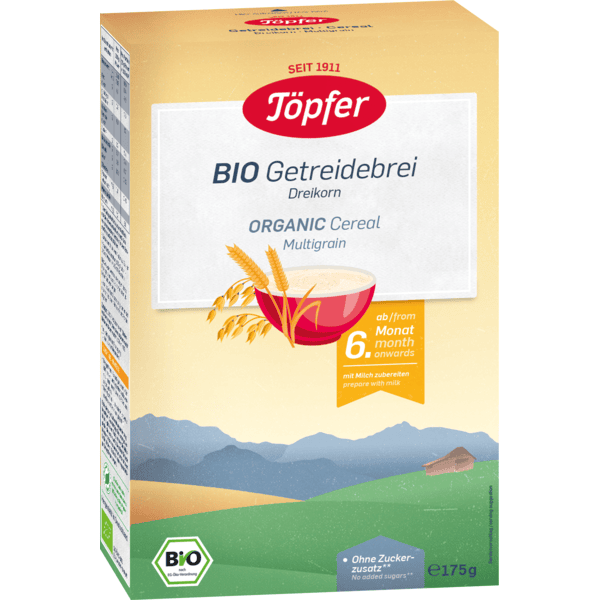 Töpfer Getreidebrei Bio Dreikorn 175 g nach dem 6. Monat