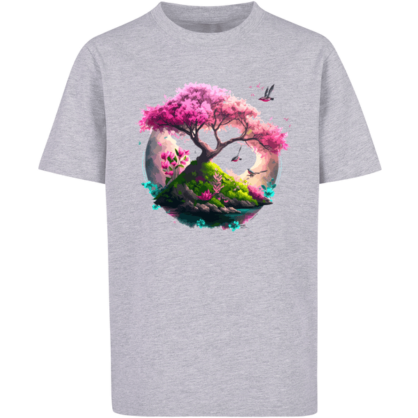 F4NT4STIC T-Shirt Kirschblüten Baum Tee Unisex heather grey