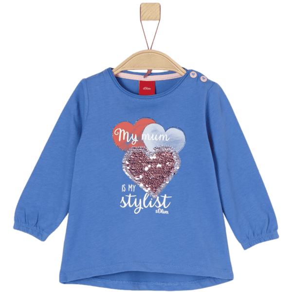 s. Oliver dívčí tričko "My mum is my stylist" s dlouhým rukávem modré