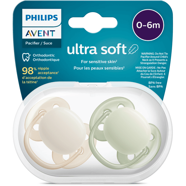 Philips Avent Sucettes ultra soft SCF091/05 0-6 mois silicone vert/jaune  lot de 4
