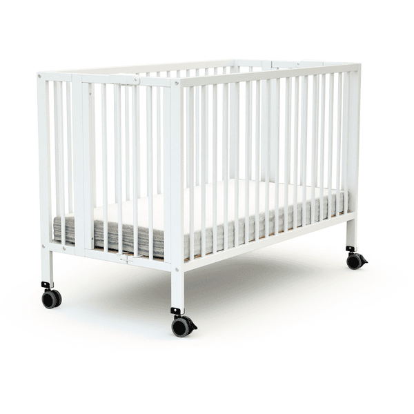 AT4 Babybett mit Rollen klappbar ESSENTIEL weiß 60 x 120 cm