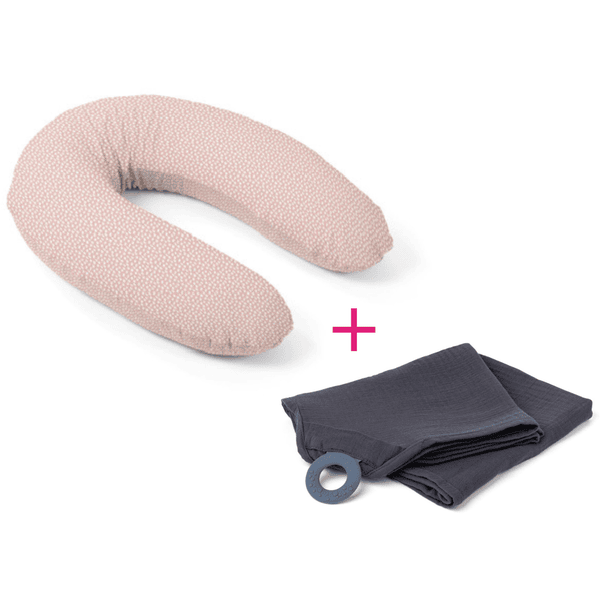 doomoo Pack coussin d'allaitement Buddy Cloudy Pink châle Mom´N Play Tetra Grey