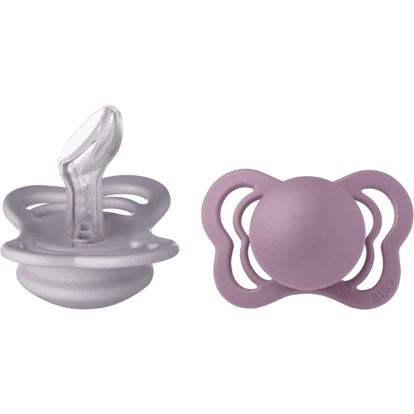 BIBS® Fopspeen Couture Fossil Grey &amp; Mauve Silicone 0-6 maanden, 2st.