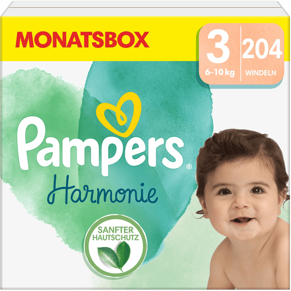 Pampers Couches Harmonie taille 3 nouveau-né 6-10 kg pack mensuel 1x204  pièces