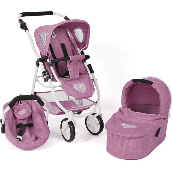 BAYER CHIC 2000 Passeggino per bambole 3 in 1 EMOTION ALL IN, jeans pink 
