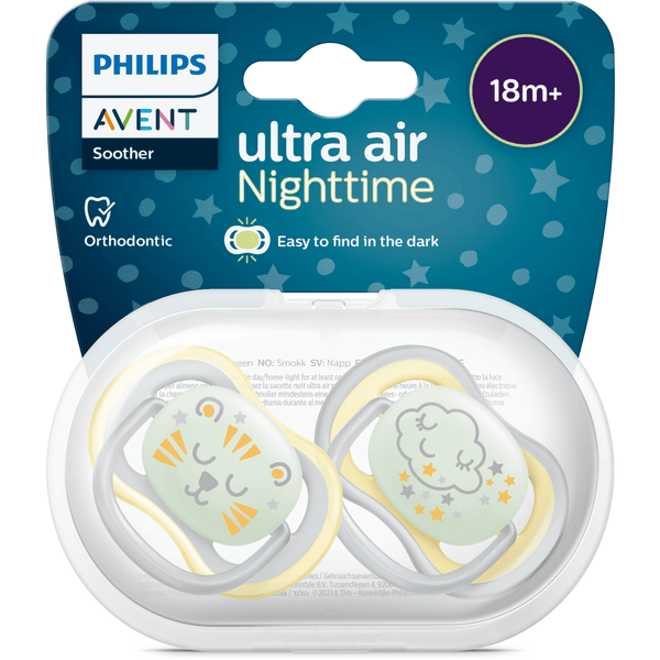 Chupete Philips AVENT Ultra Air Nighttime, 6-18 meses, rosa, paquete de 4,  SCF376/44