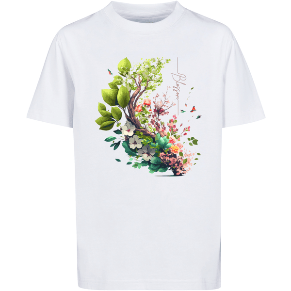 F4NT4STIC T-Shirt Baum mit Blumen Tee Unisex weiß