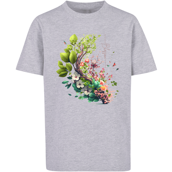 F4NT4STIC T-Shirt Baum mit Blumen heather grey Tee Unisex