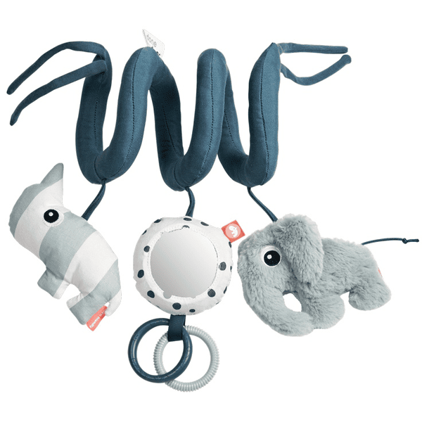  Done by Deer Elphee - Libro de actividades gris, juguete suave  y seguro con patrones de elefante y contrastes, espejo, mordedor y sonidos  arrugados para estimulación sensorial y exploración : Bebés